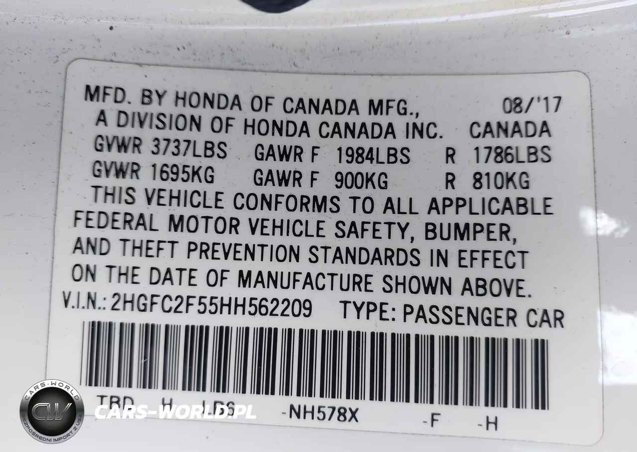 2017 Honda Civic Lx VIN:2HGFC2F55HH562209 - 9