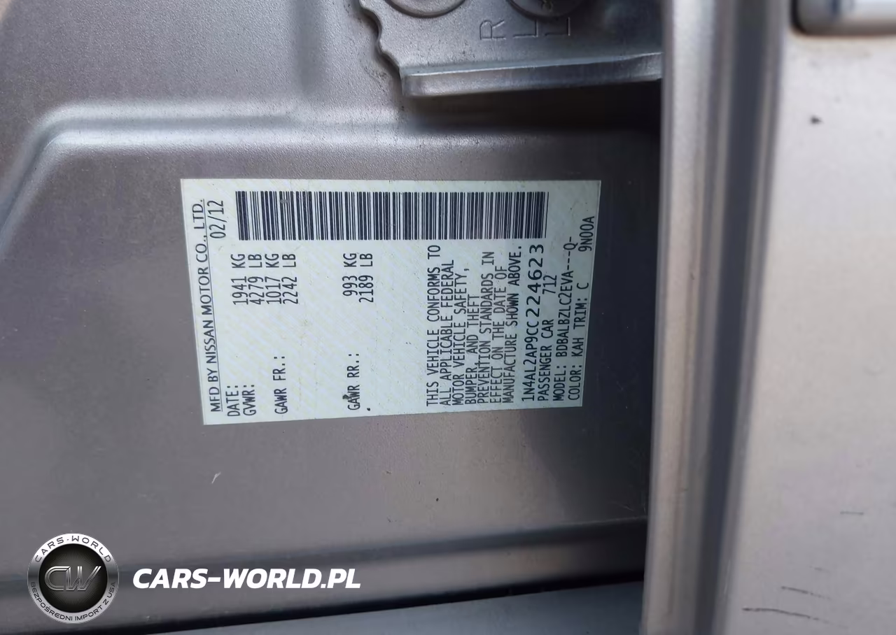 2012 Nissan Altima 2.5 S VIN:1N4AL2AP9CC224623 - 9