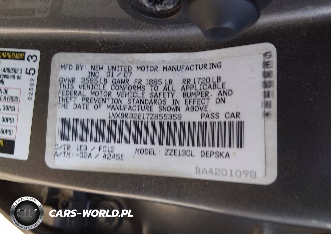 2007 Toyota Corolla S VIN:1NXBR32E17Z855359 - 9