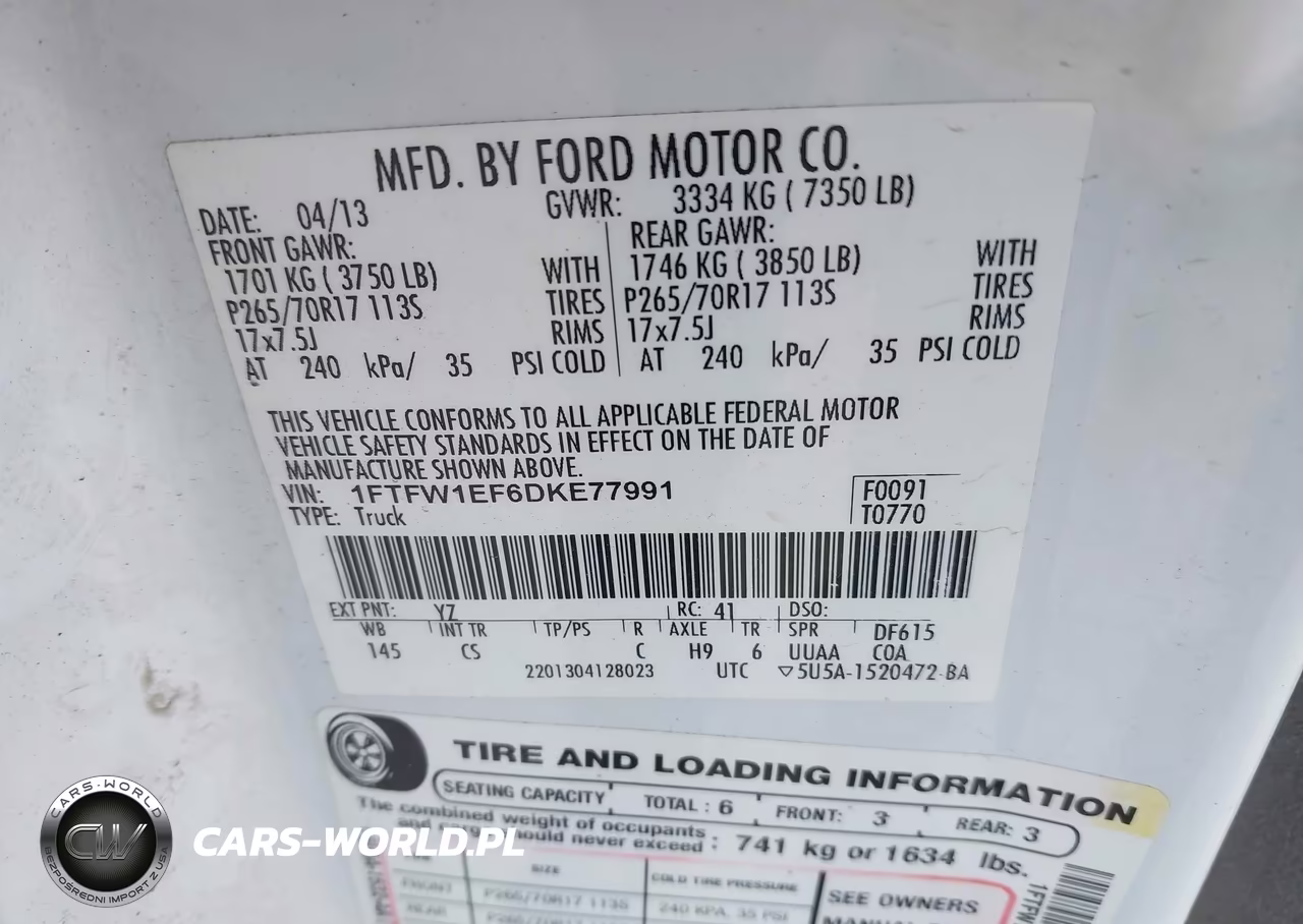 2013 Ford F-150 Xl VIN:1FTFW1EF6DKE77991 - 9