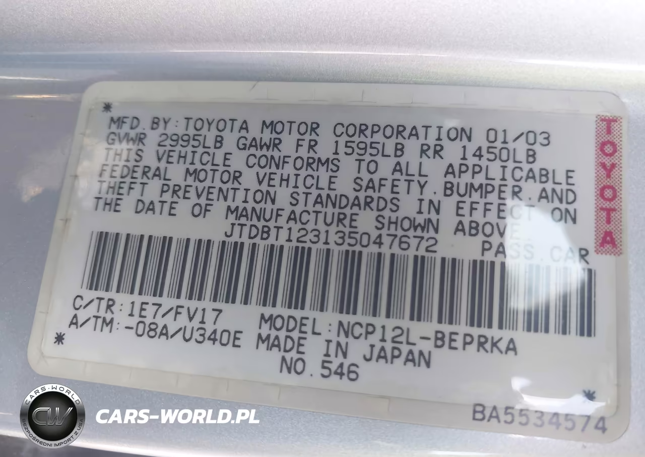 2003 Toyota Echo VIN:JTDBT123135047672 - 9