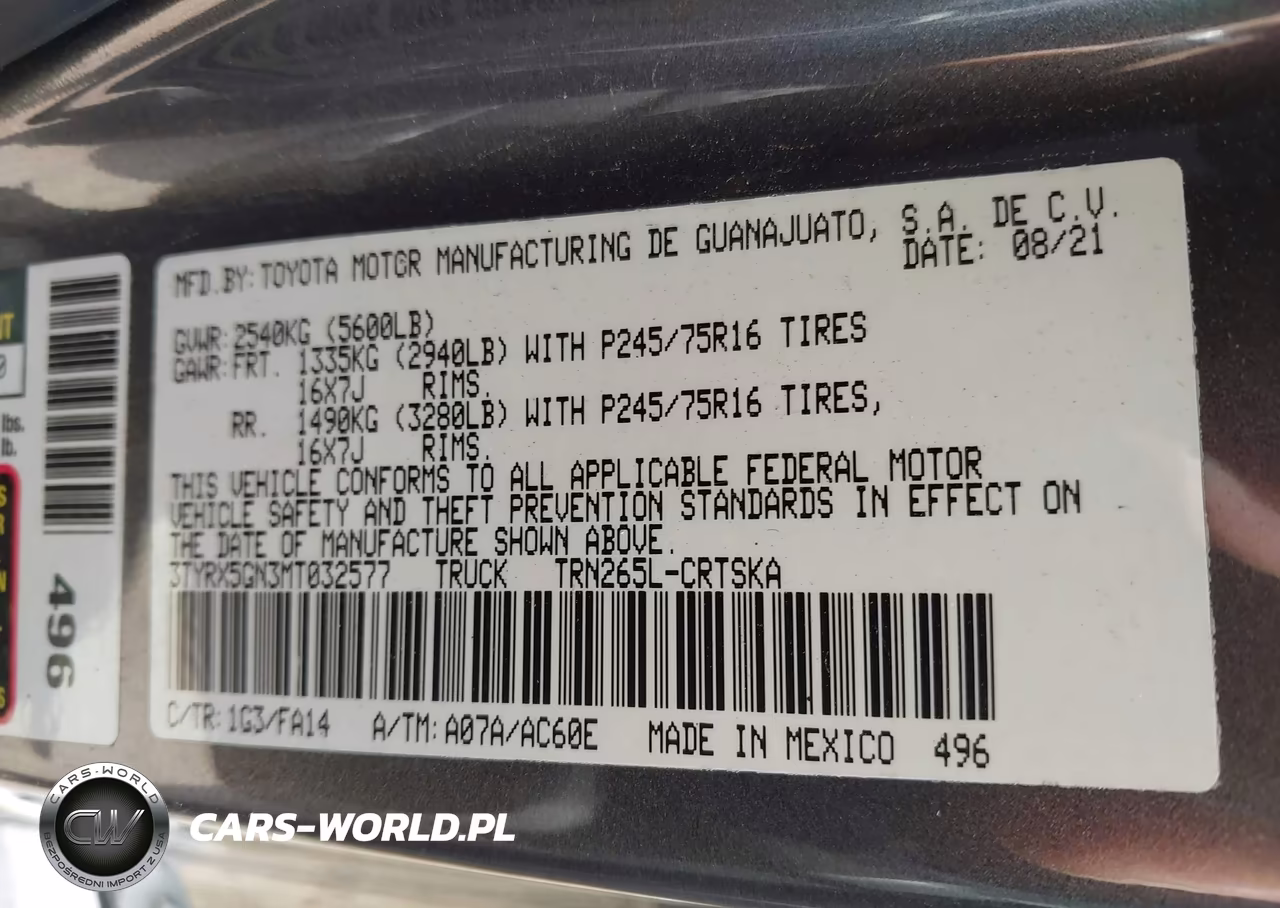 2021 Toyota Tacoma Sr-Sr5 VIN:3TYRX5GN3MT032577 - 9
