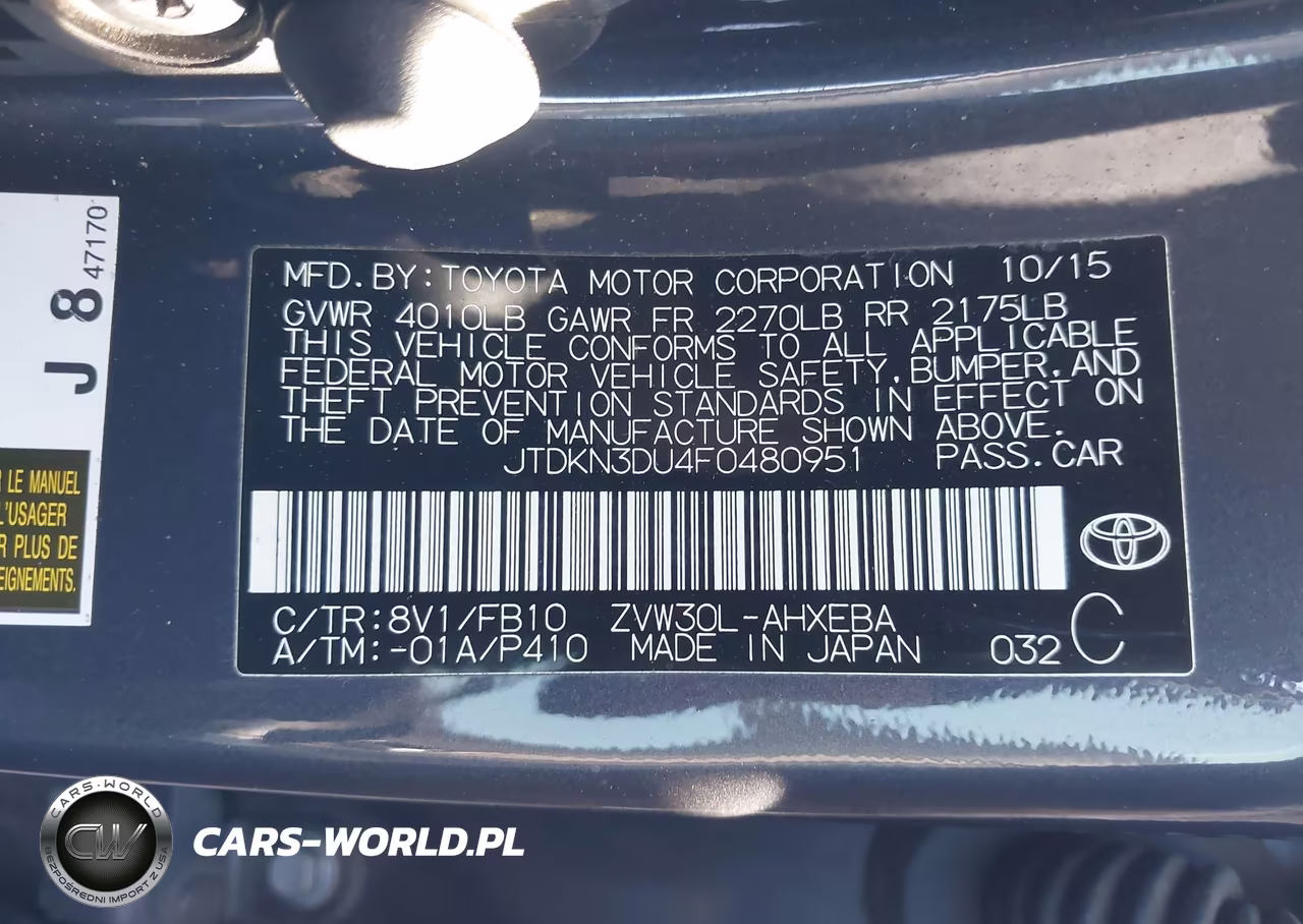 2015 Toyota Prius Two VIN:JTDKN3DU4F0480951 - 9