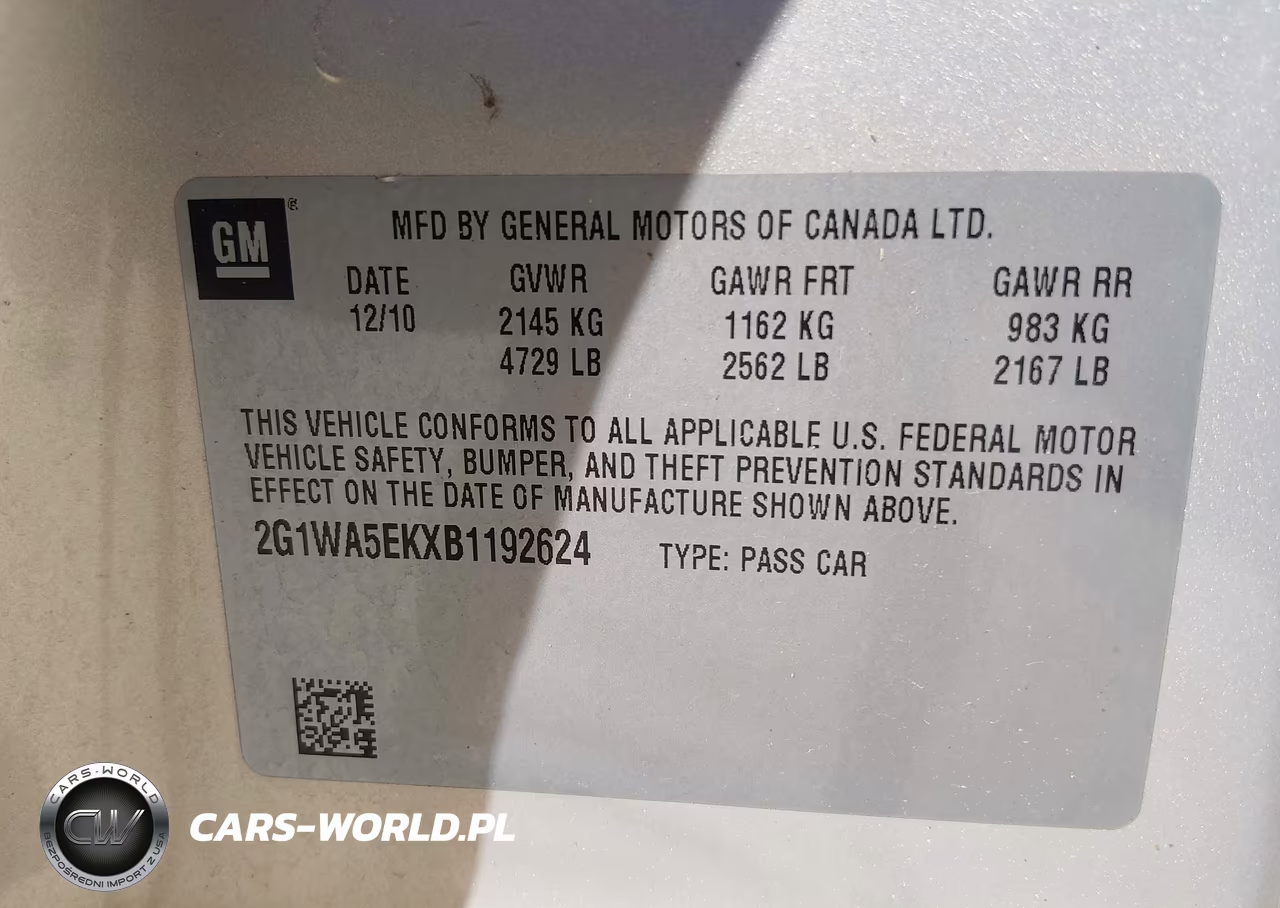 2011 Chevrolet Impala Ls VIN:2G1WA5EKXB1192624 - 9