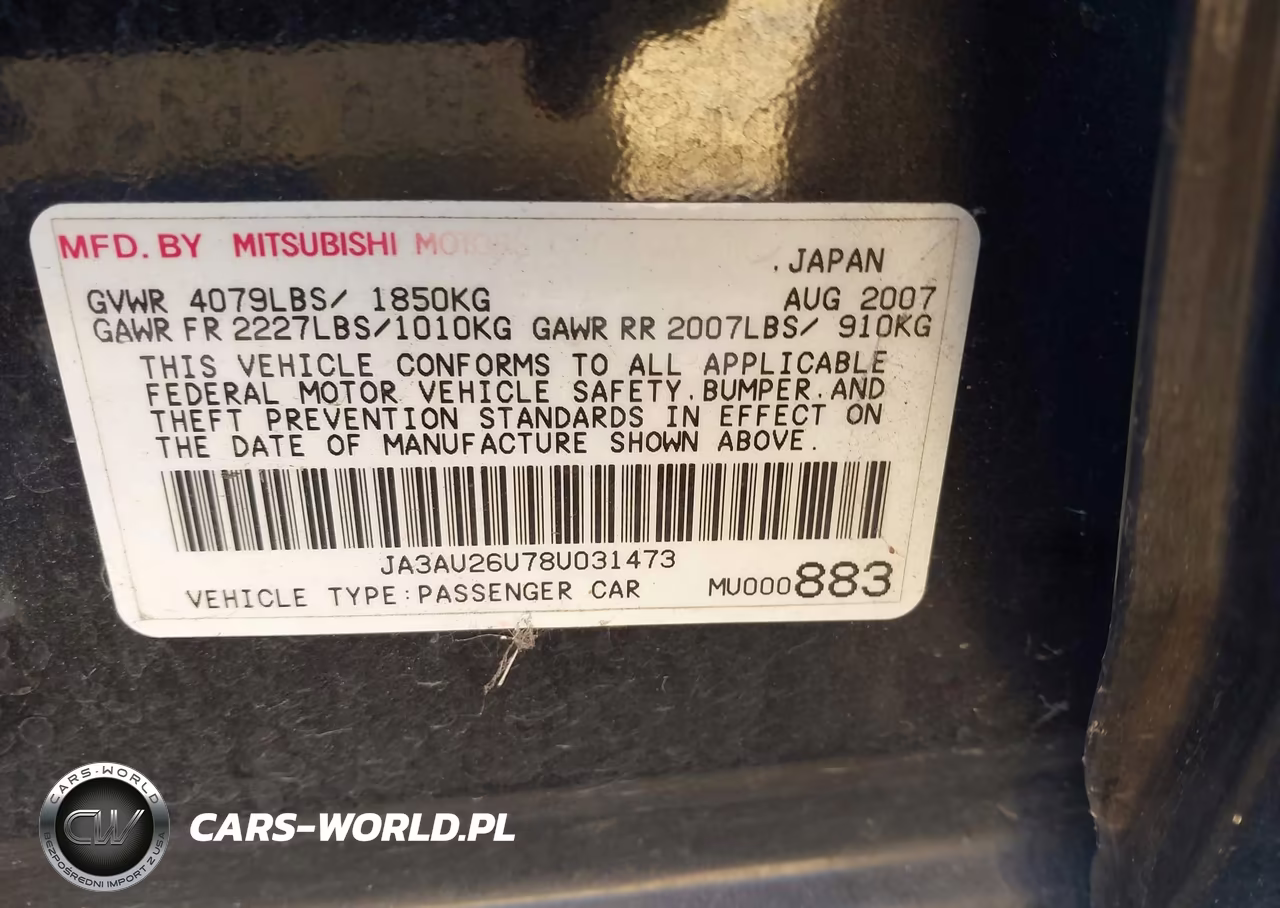 2008 Mitsubishi Lancer De-Es VIN:JA3AU26U78U031473 - 9