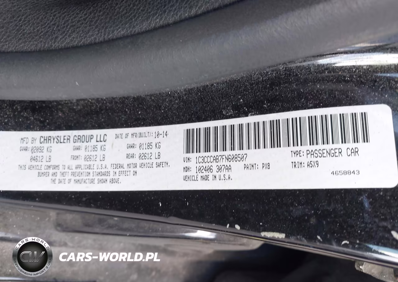 2015 Chrysler 200 Limited VIN:1C3CCCAB7FN608507 - 9