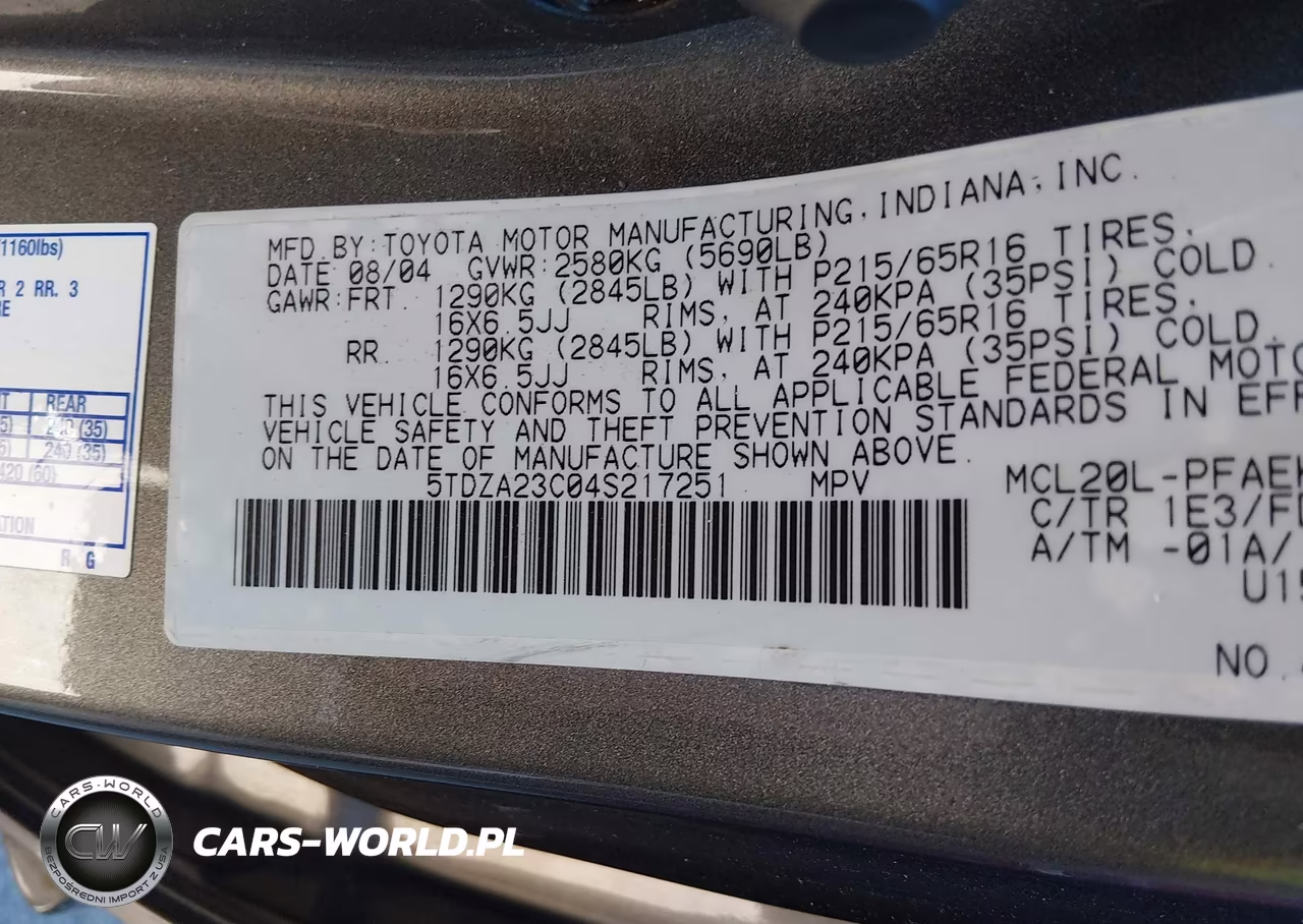 2004 Toyota Sienna Ce VIN:5TDZA23C04S217251 - 9