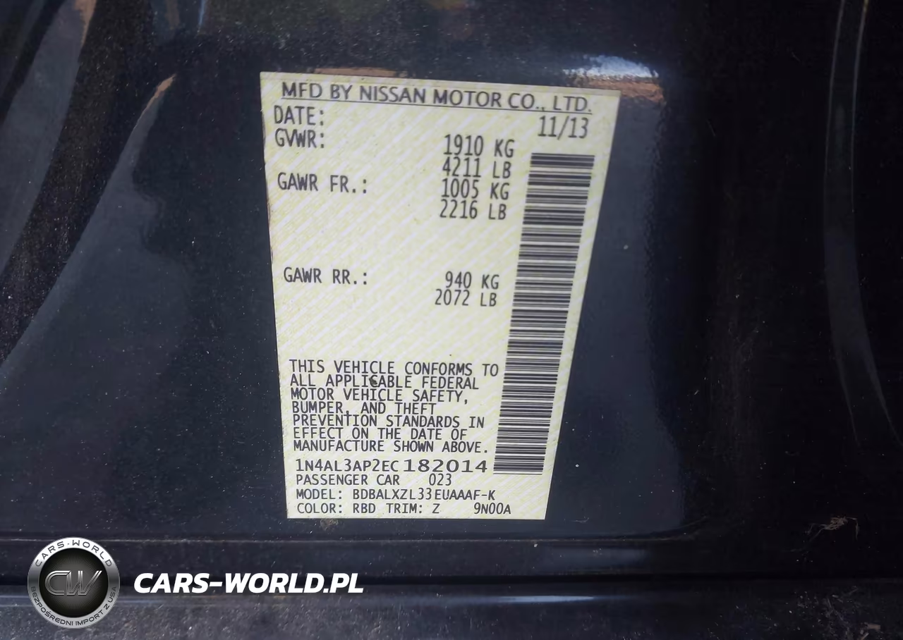 2014 Nissan Altima 2.5 Sl VIN:1N4AL3AP2EC182014 - 9