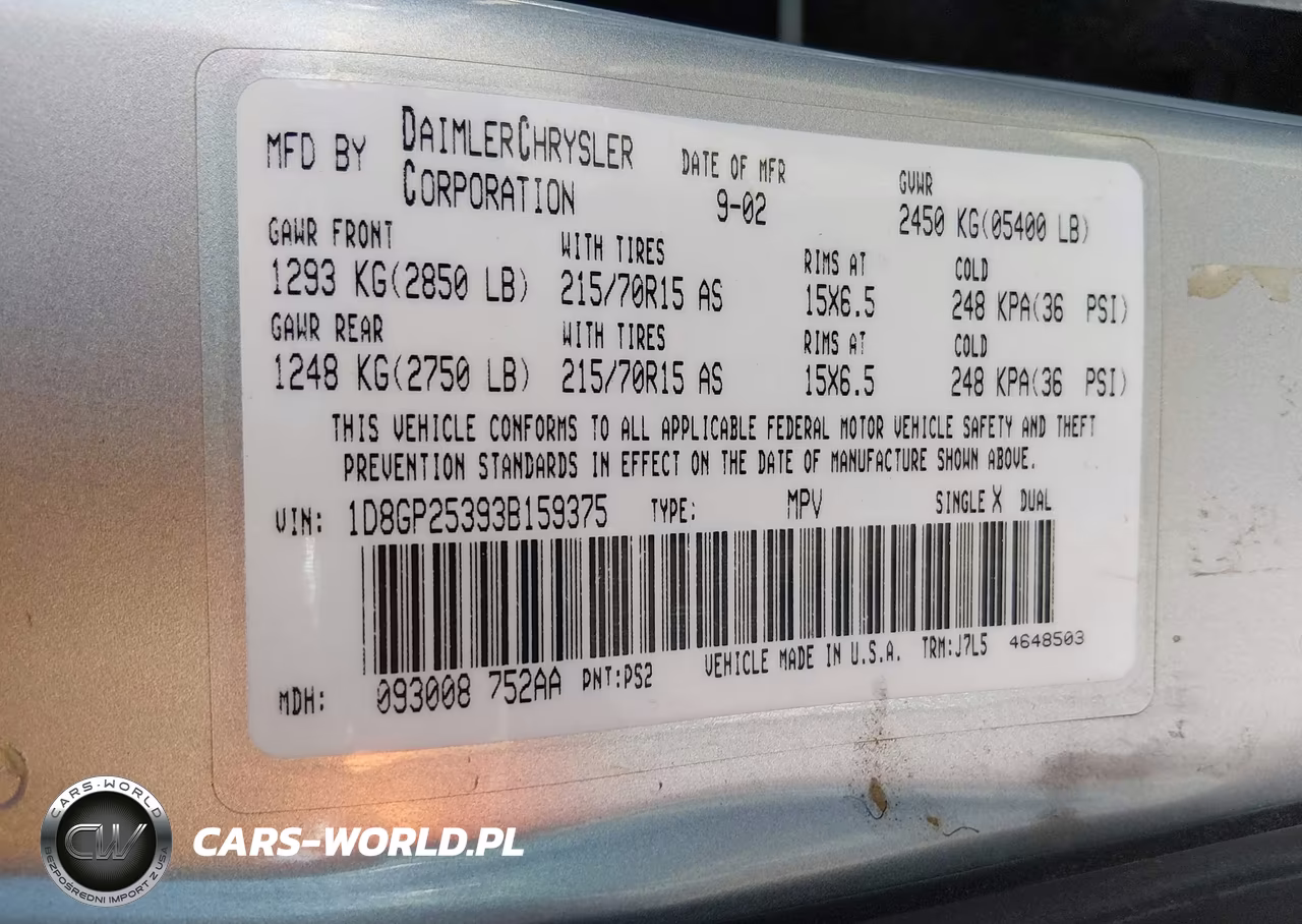 2003 Dodge Caravan Se VIN:1D8GP25393B159375 - 9