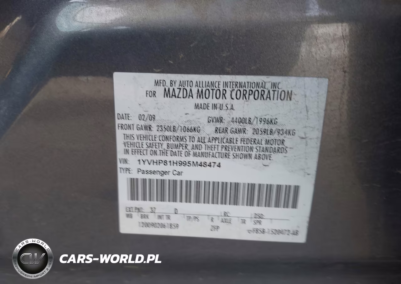 2009 Mazda Mazda6 I Sport VIN:1YVHP81H995M48474 - 9