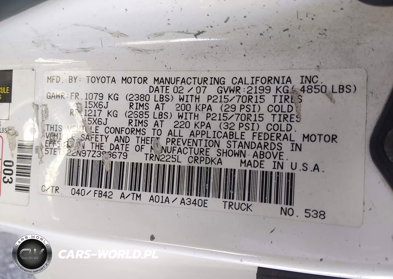 2007 Toyota Tacoma VIN:5TETX22N97Z393679 - 9