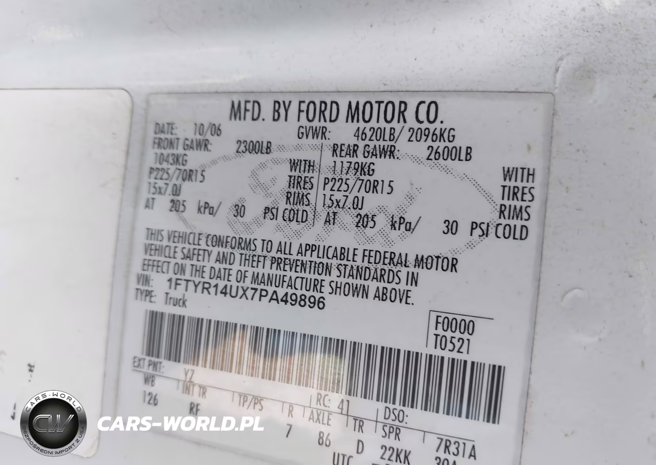 2007 Ford Ranger Sport-Stx-Xl-Xlt VIN:1FTYR14UX7PA49896 - 8