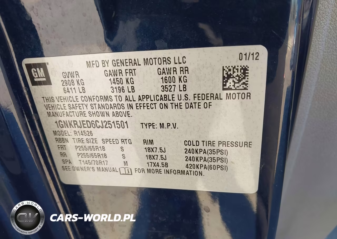 2012 Chevrolet Traverse 2Lt VIN:1GNKRJED6CJ251501 - 9