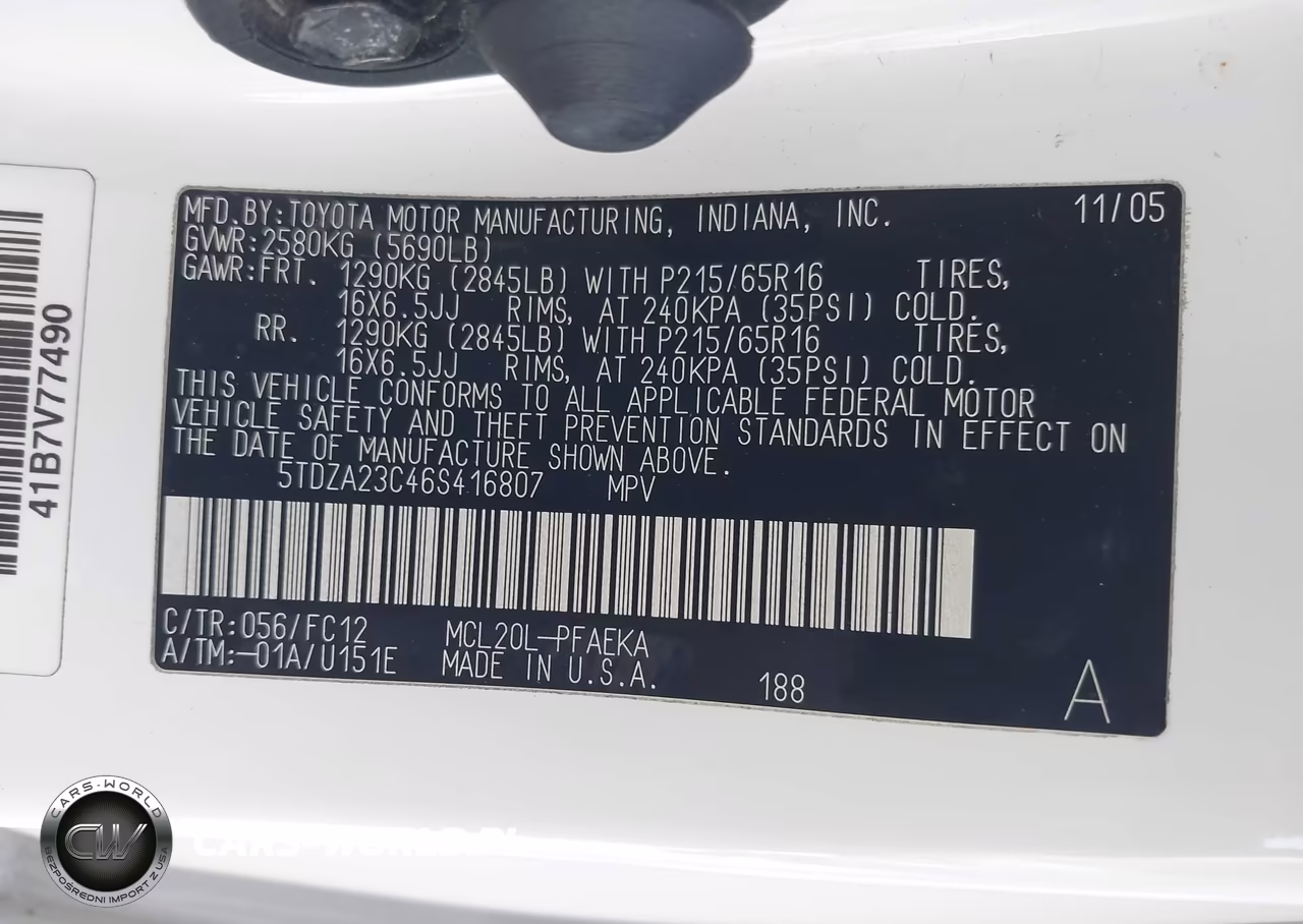 2006 Toyota Sienna Le VIN:5TDZA23C46S416807 - 9