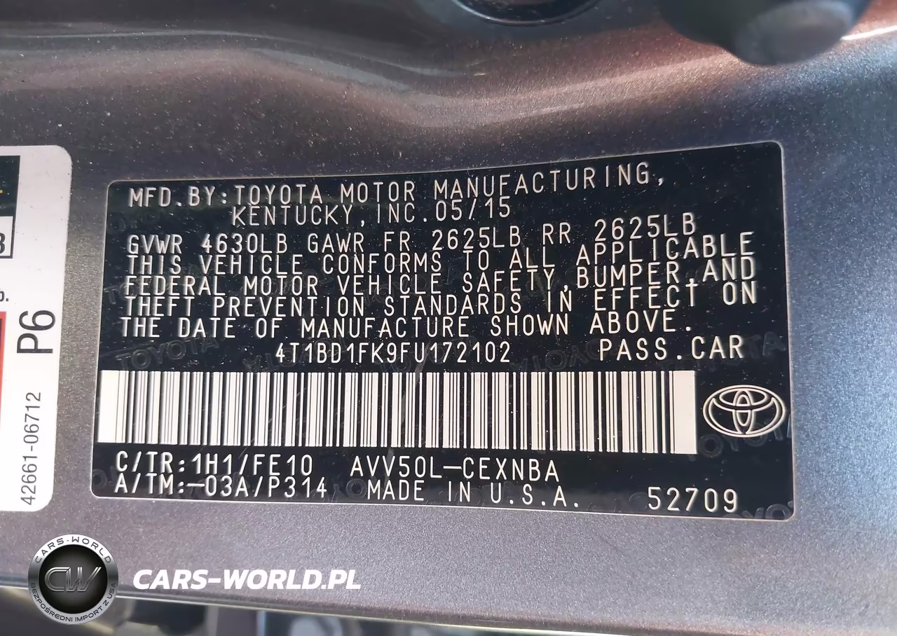 2015 Toyota Camry Hybrid Le VIN:4T1BD1FK9FU172102 - 9