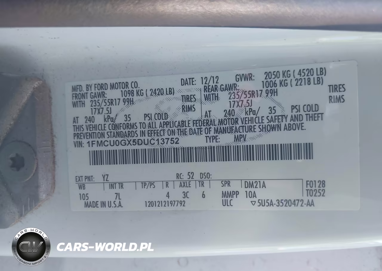 2013 Ford Escape Se VIN:1FMCU0GX5DUC13752 - 9