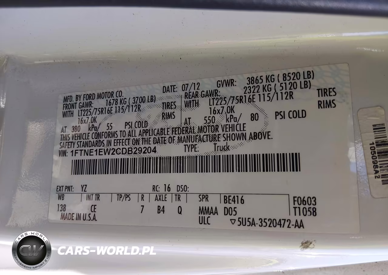 2012 Ford E-150 Commercial VIN:1FTNE1EW2CDB29204 - 9