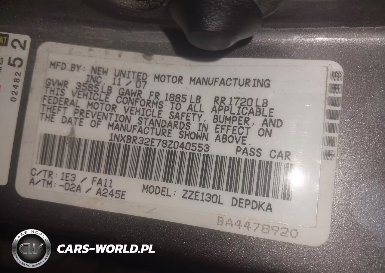 2008 Toyota Corolla Ce VIN:1NXBR32E78Z040553 - 9