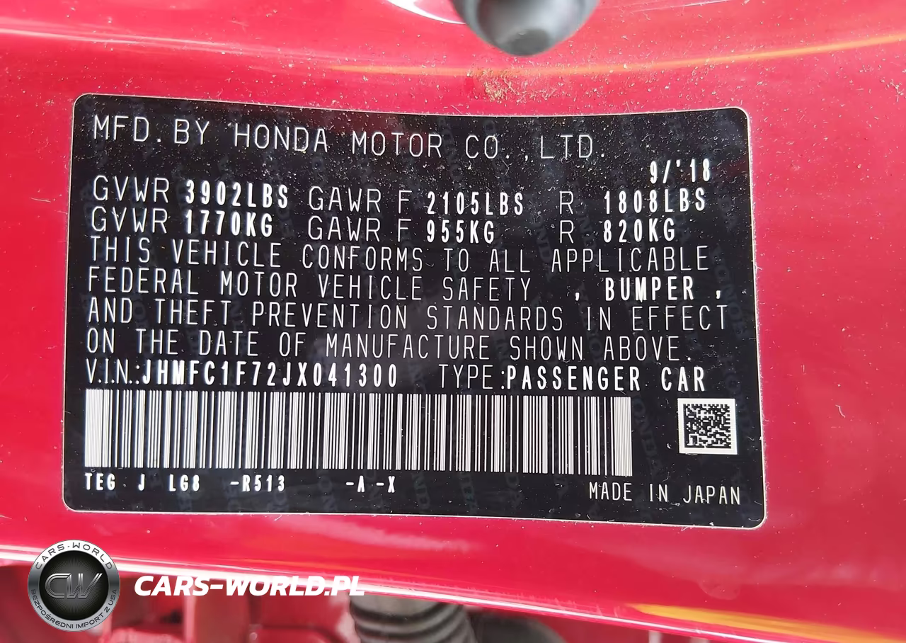 2018 Honda Civic Ex-L VIN:JHMFC1F72JX041300 - 9