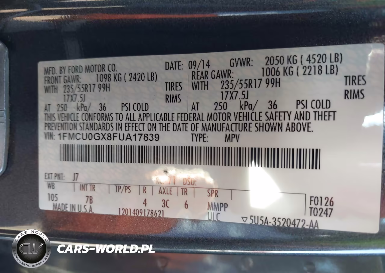 2015 Ford Escape Se VIN:1FMCU0GX8FUA17839 - 9