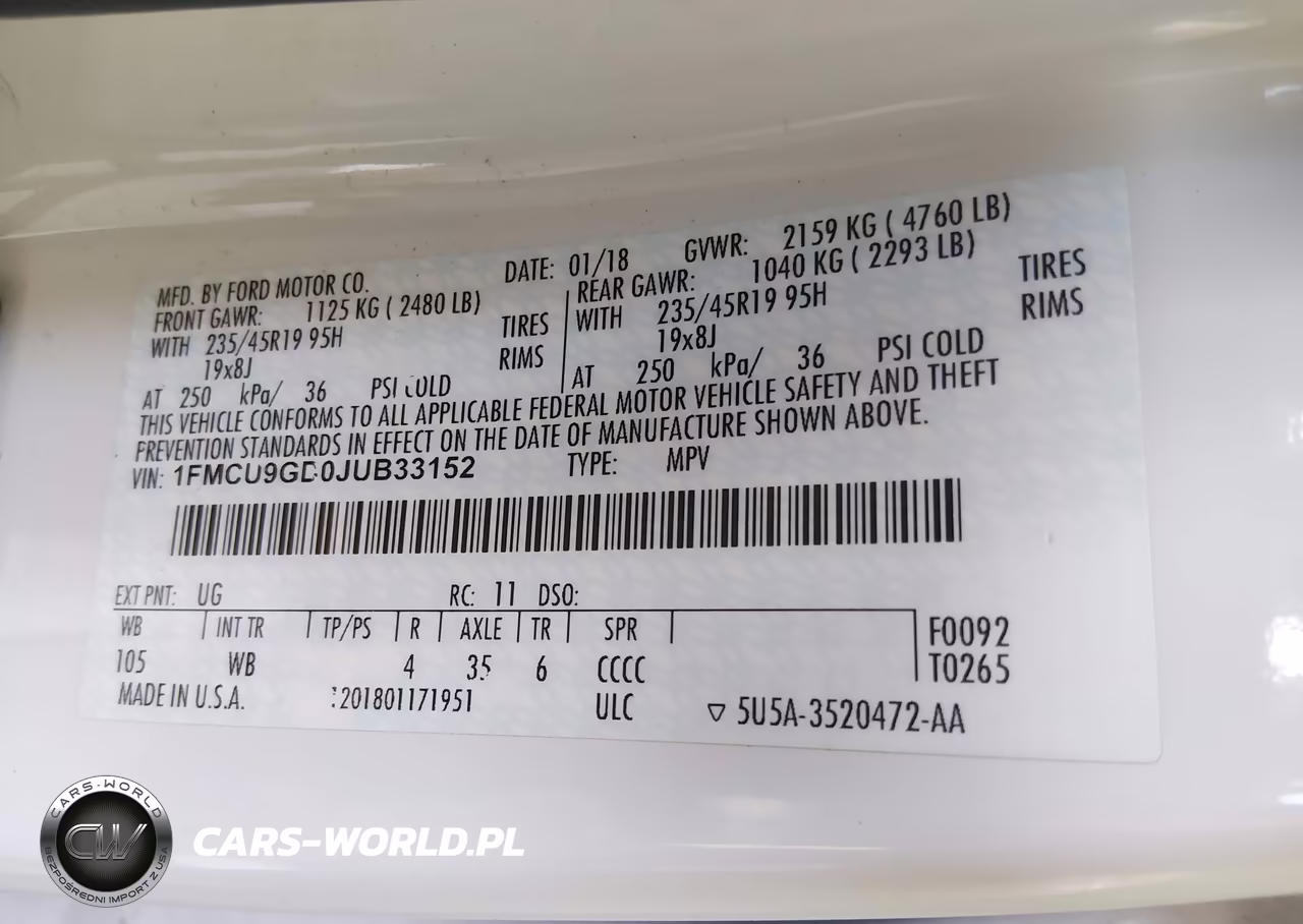 2018 Ford Escape Se VIN:1FMCU9GD0JUB33152 - 9