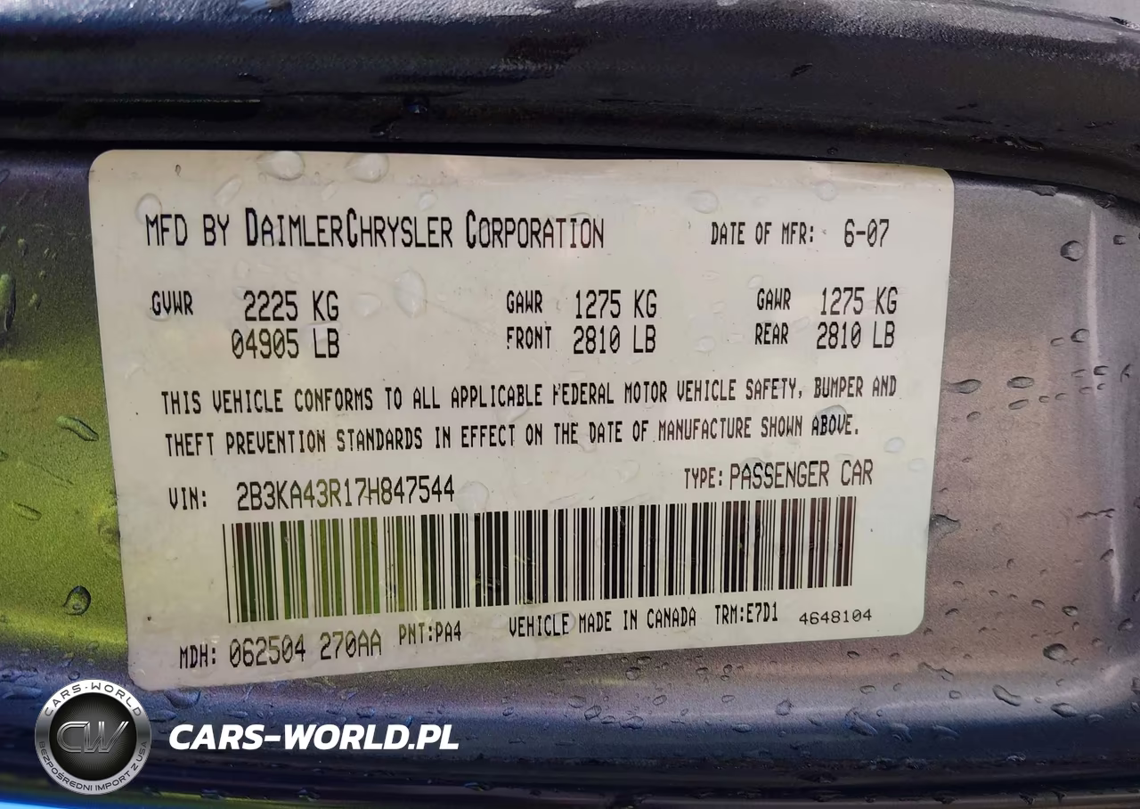 2007 Dodge Charger VIN:2B3KA43R17H847544 - 9