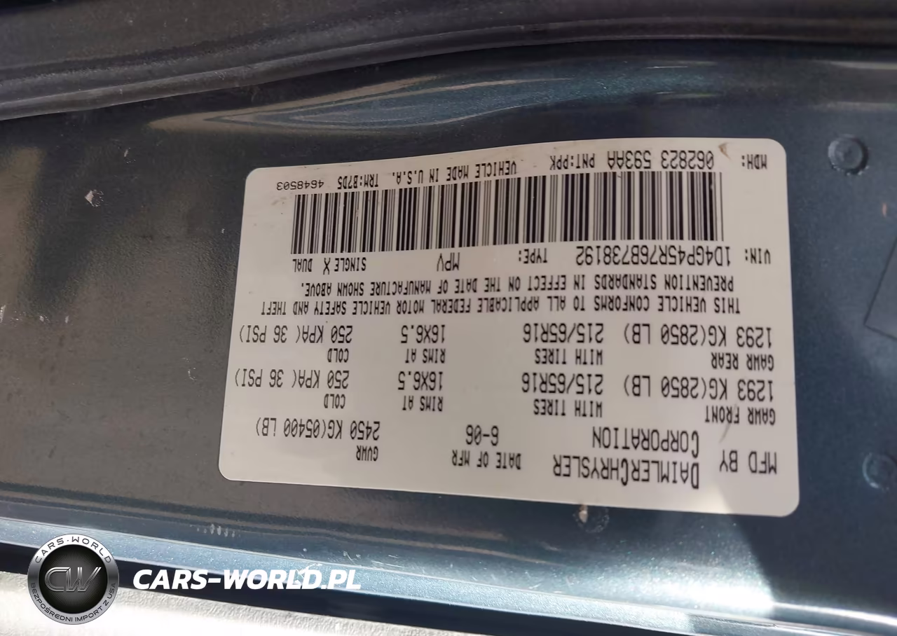 2006 Dodge Caravan Sxt VIN:1D4GP45R76B738192 - 9
