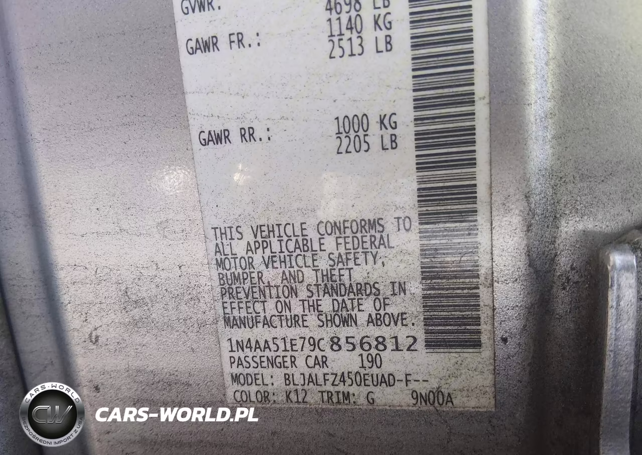 2009 Nissan Maxima 3.5 Sv VIN:1N4AA51E79C856812 - 9