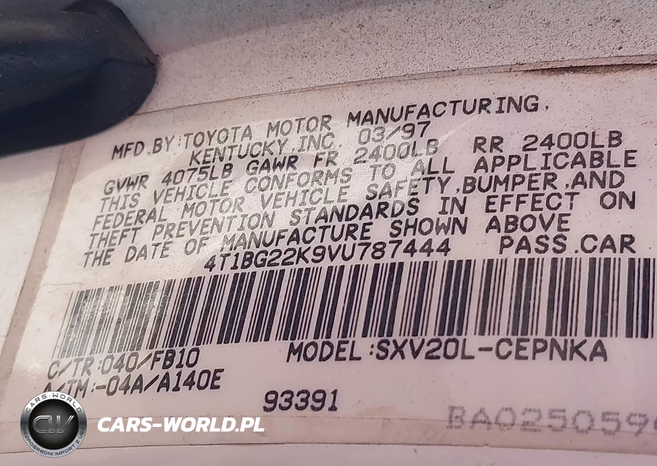 1997 Toyota Camry Le VIN:4T1BG22K9VU787444 - 9