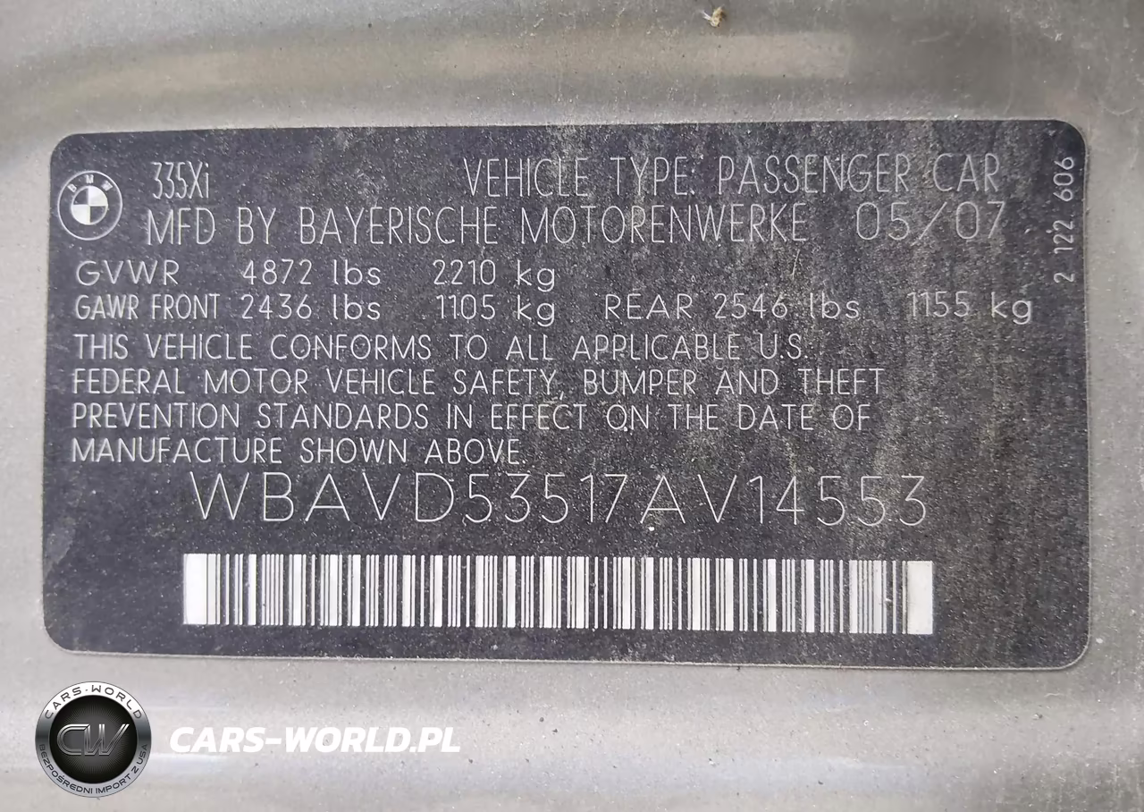 2007 BMW 335Xi VIN:WBAVD53517AV14553 - 9