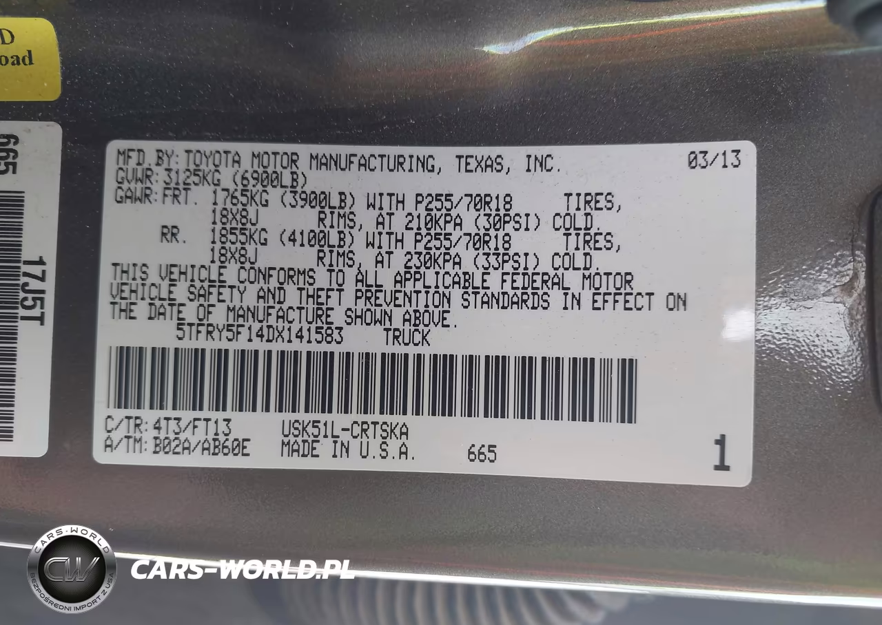 2013 Toyota Tundra Grade 5.7L V8 VIN:5TFRY5F14DX141583 - 9