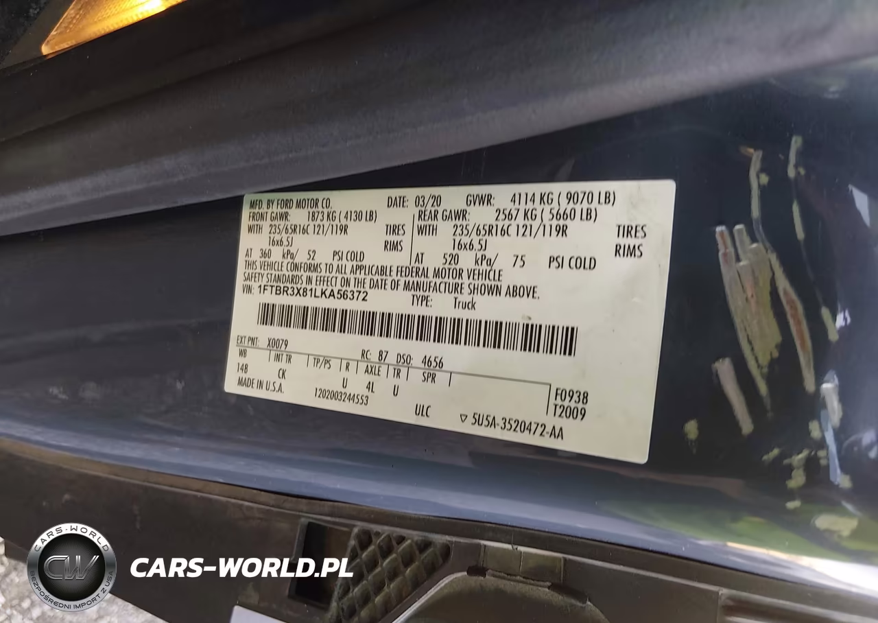 2020 Ford Transit-250 Cargo Van VIN:1FTBR3X81LKA56372 - 9
