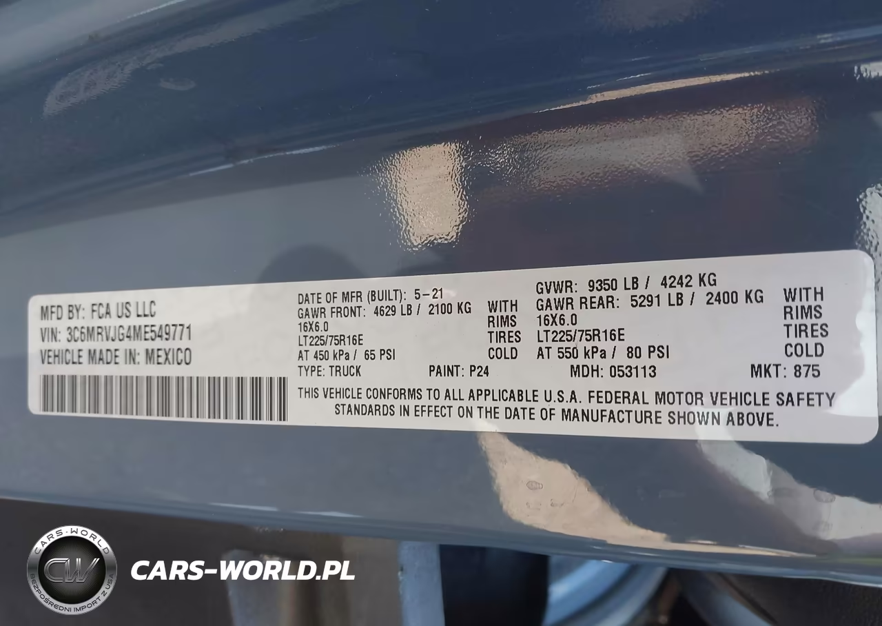 2021 Ram Promaster 3500 Cargo Van High Roof 159 Wb Ext VIN:3C6MRVJG4ME549771 - 9