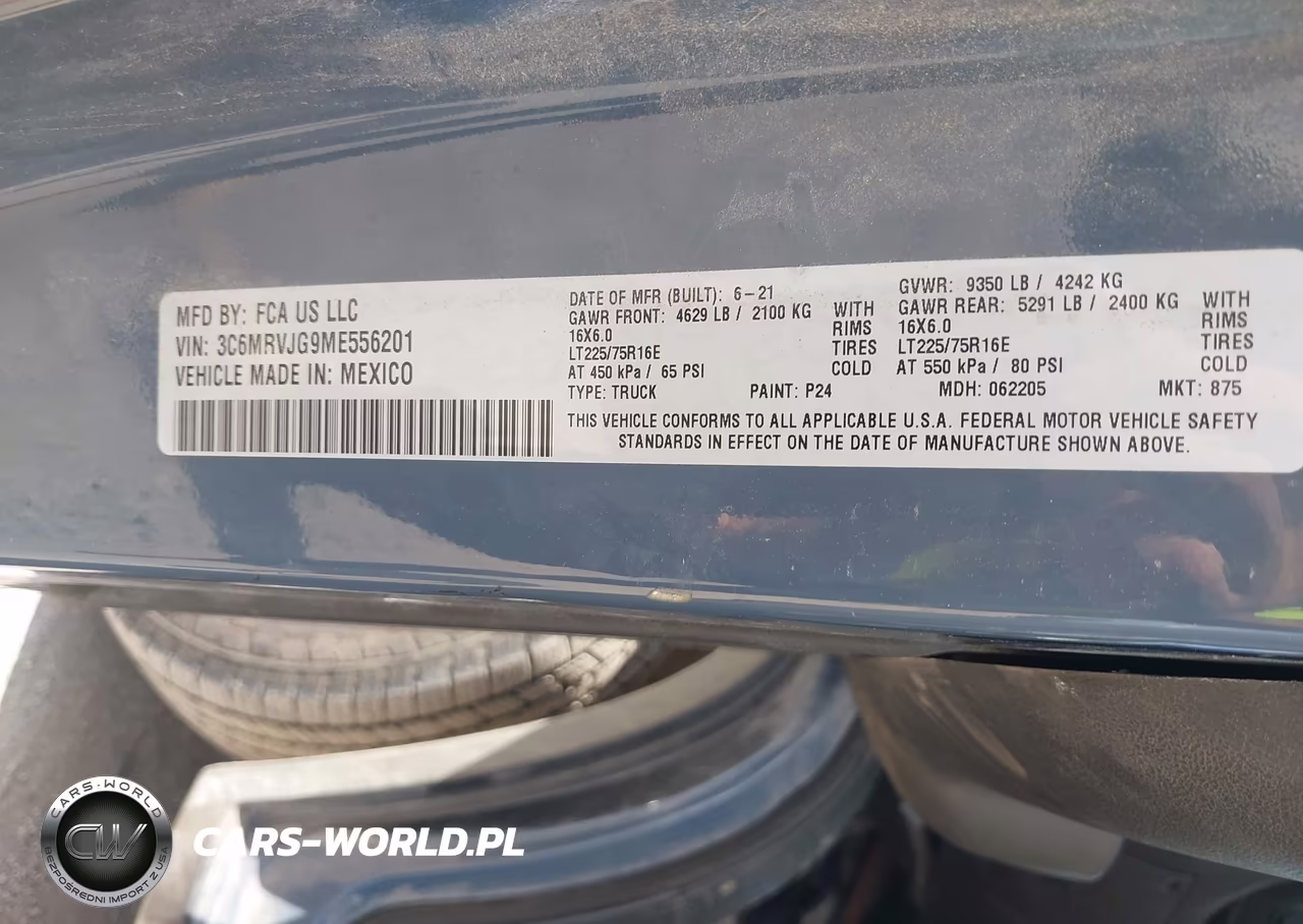 2021 Ram Promaster 3500 Cargo Van High Roof 159 Wb Ext VIN:3C6MRVJG9ME556201 - 9