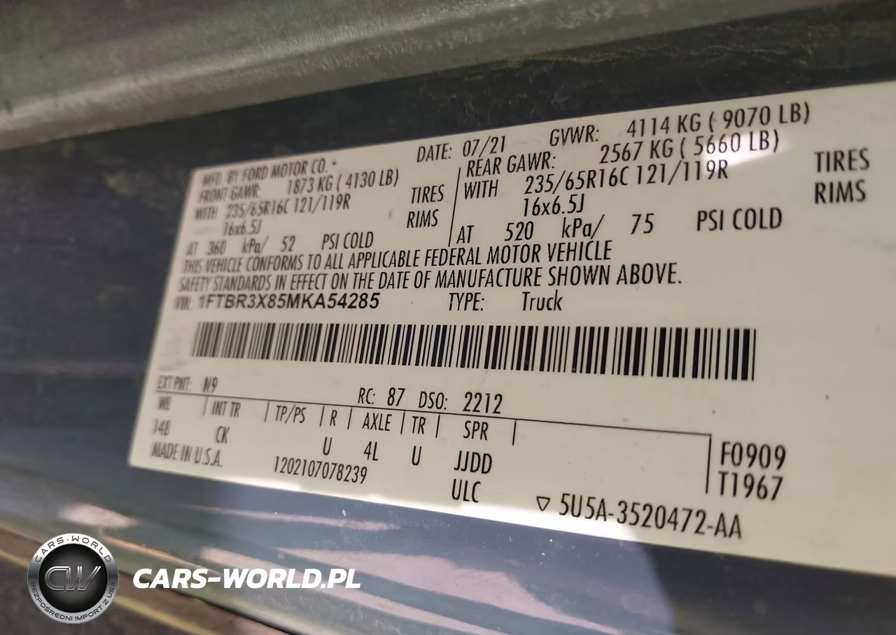 2021 Ford Transit-250 Cargo Van VIN:1FTBR3X85MKA54285 - 9