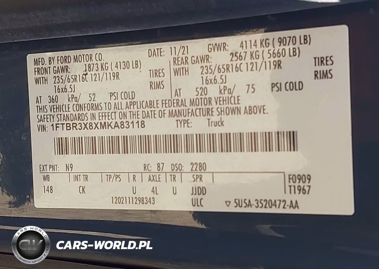 2021 Ford Transit-250 Cargo Van VIN:1FTBR3X8XMKA83118 - 9