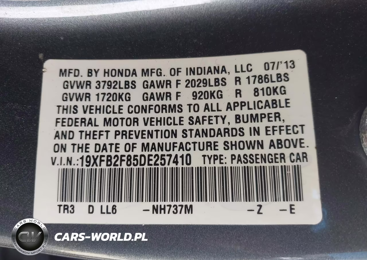 2013 Honda Civic Ex VIN:19XFB2F85DE257410 - 9
