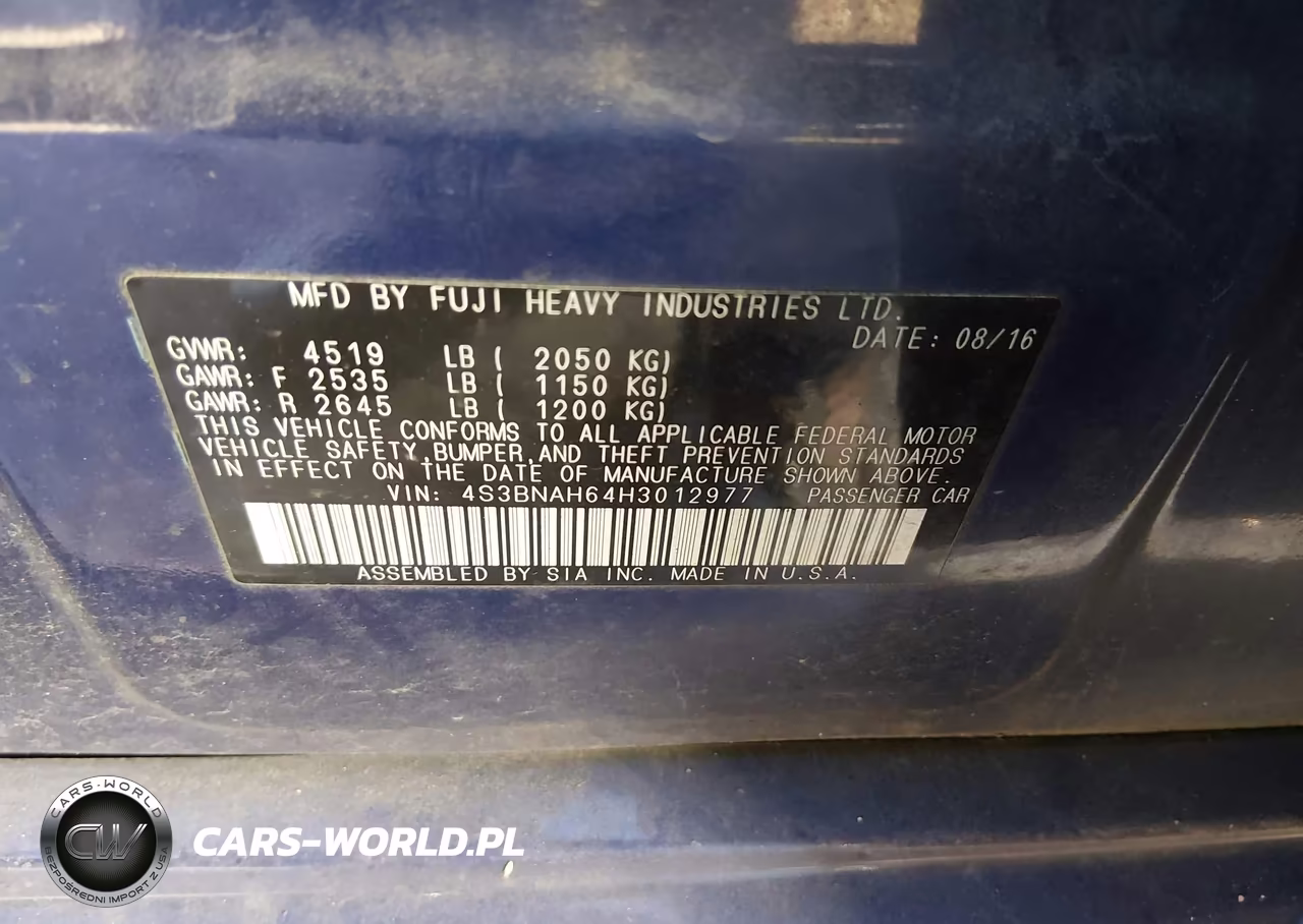 2017 Subaru Legacy 2.5I Premium VIN:4S3BNAH64H3012977 - 9
