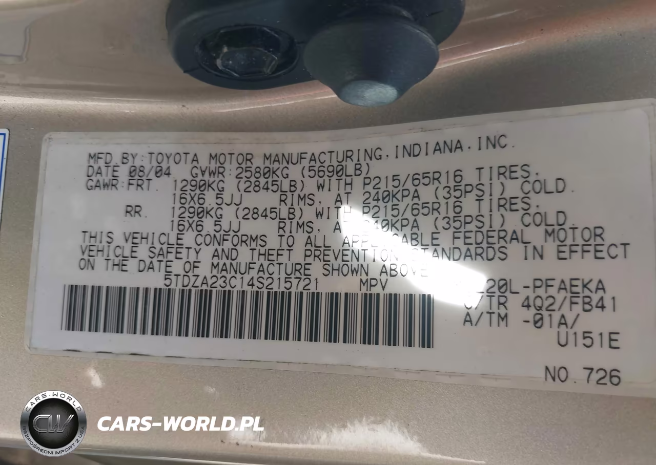 2004 Toyota Sienna Le VIN:5TDZA23C14S215721 - 9