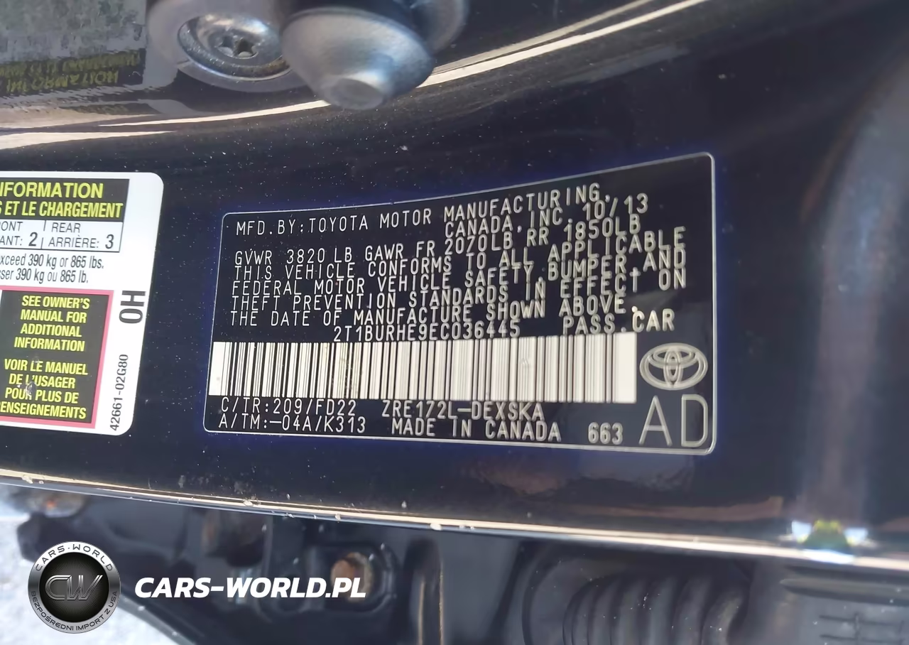 2014 Toyota Corolla S Plus VIN:2T1BURHE9EC036445 - 9