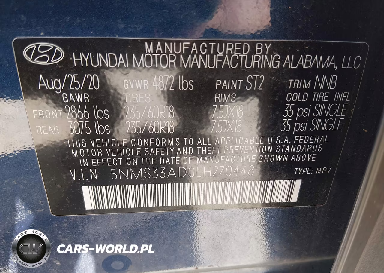 2020 Hyundai Santa Fe Sel VIN:5NMS33AD0LH270448 - 9