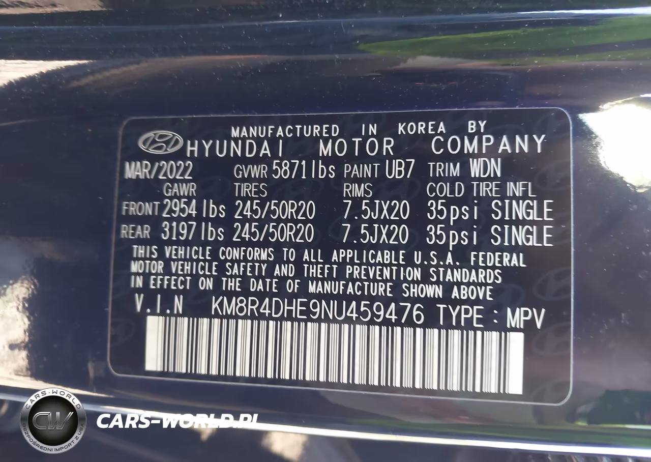 2022 Hyundai Palisade Sel VIN:KM8R4DHE9NU459476 - 9