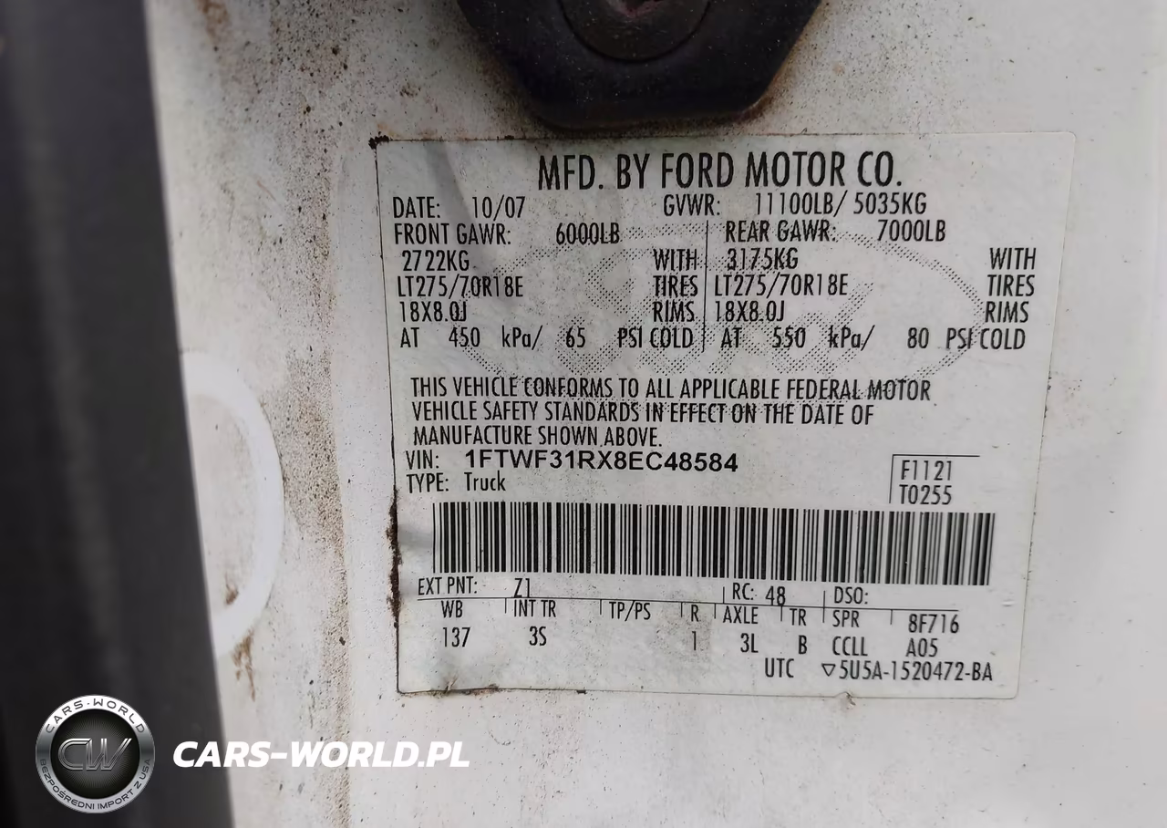 2008 Ford F-350 Xlt VIN:1FTWF31RX8EC48584 - 8