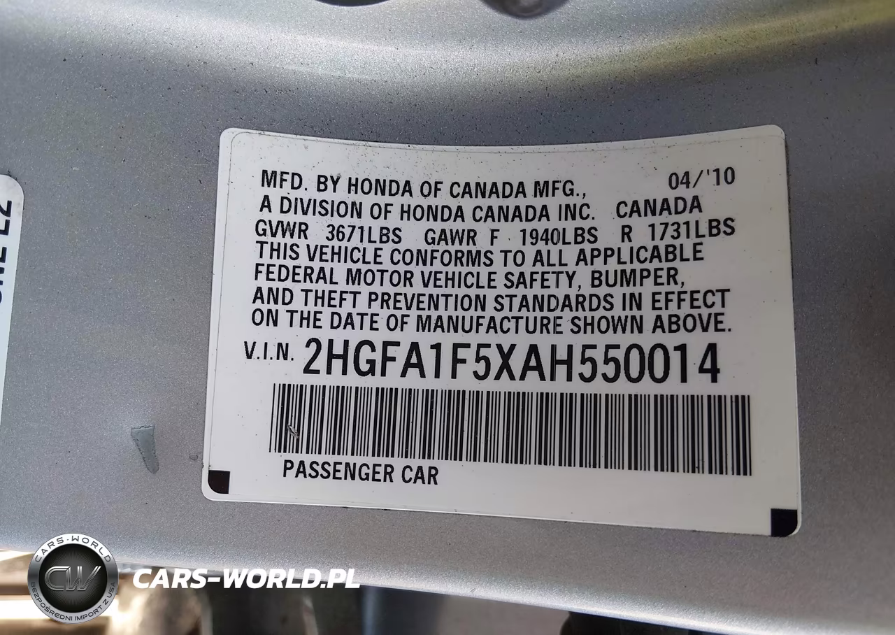 2010 Honda Civic Lx VIN:2HGFA1F5XAH550014 - 9