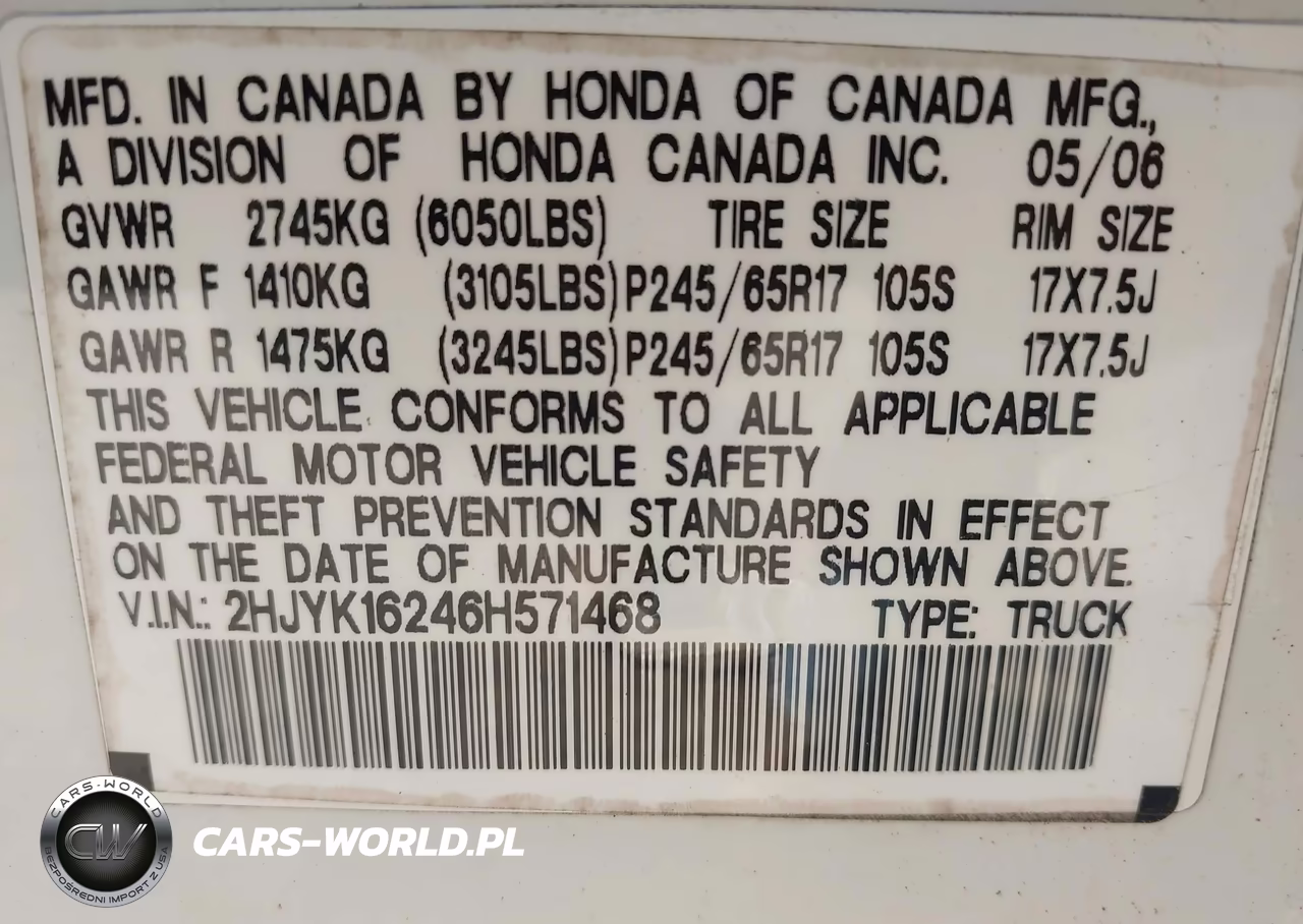 2006 Honda Ridgeline Rt VIN:2HJYK16246H571468 - 9