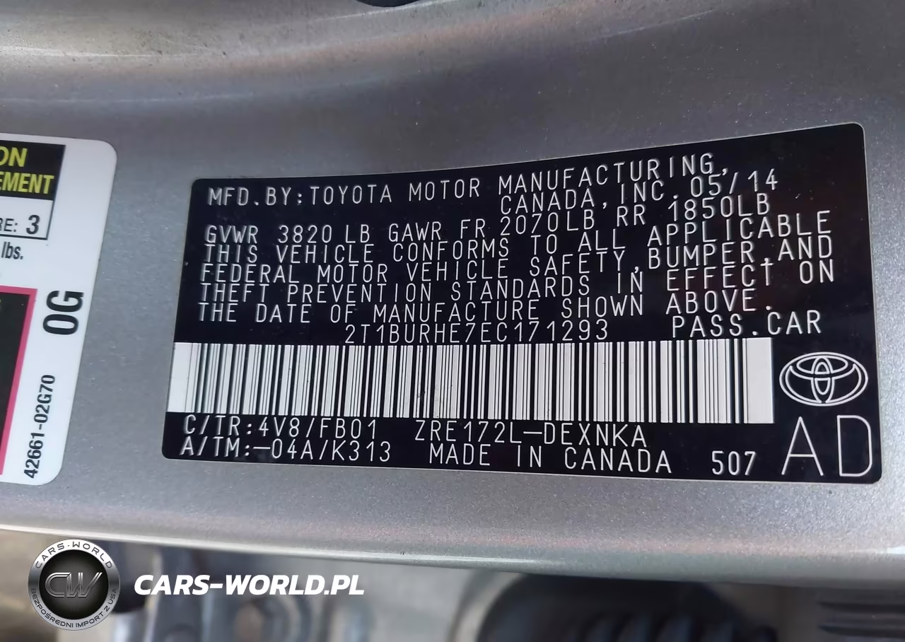 2014 Toyota Corolla Le VIN:2T1BURHE7EC171293 - 9