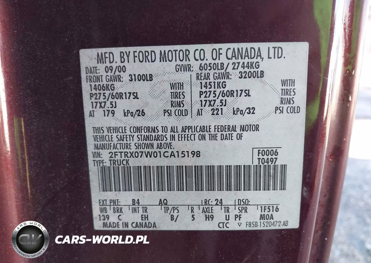 2001 Ford F-150 Lariat-Xl-Xlt VIN:2FTRX07W01CA15198 - 9