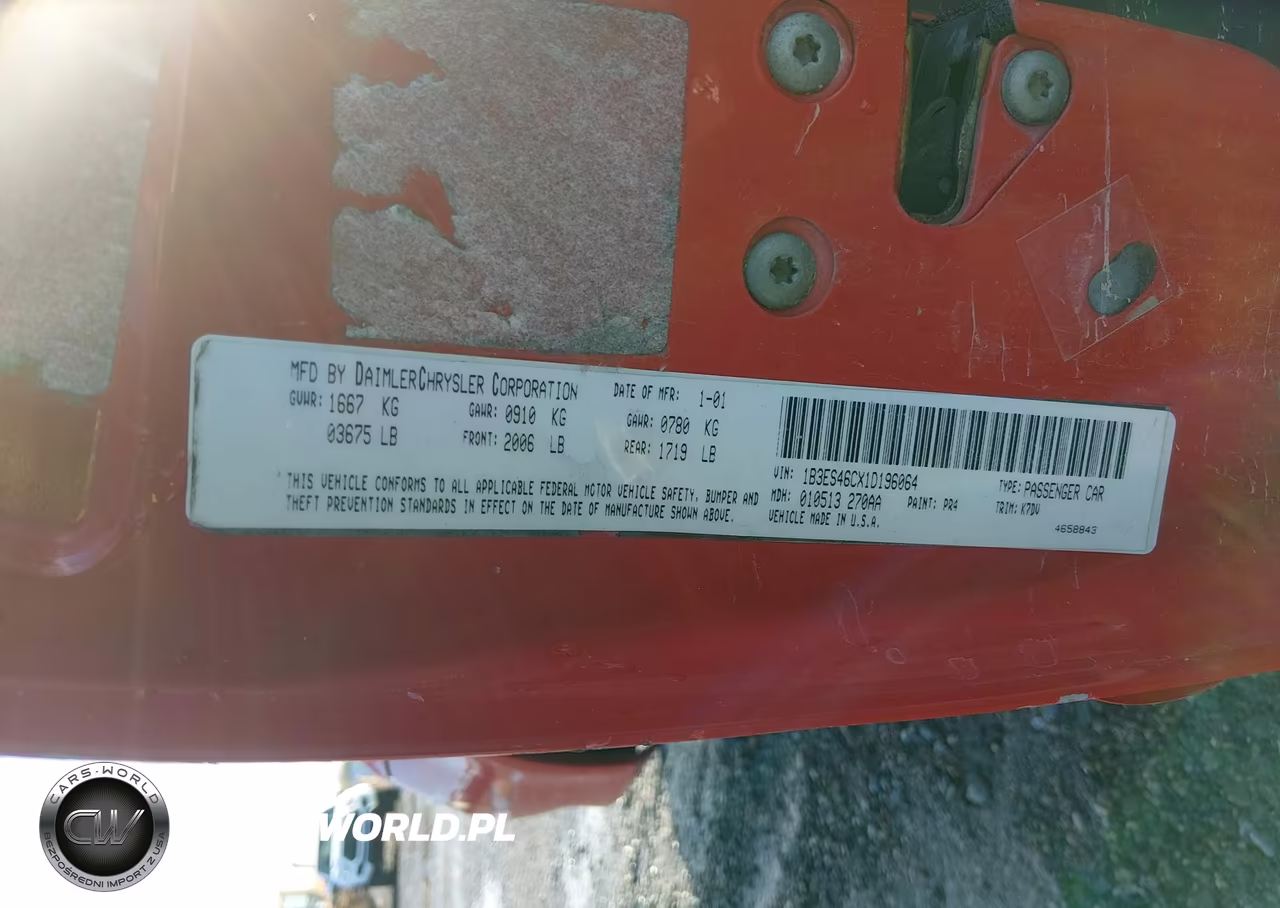 2001 Dodge Neon Se VIN:1B3ES46CX1D196064 - 9