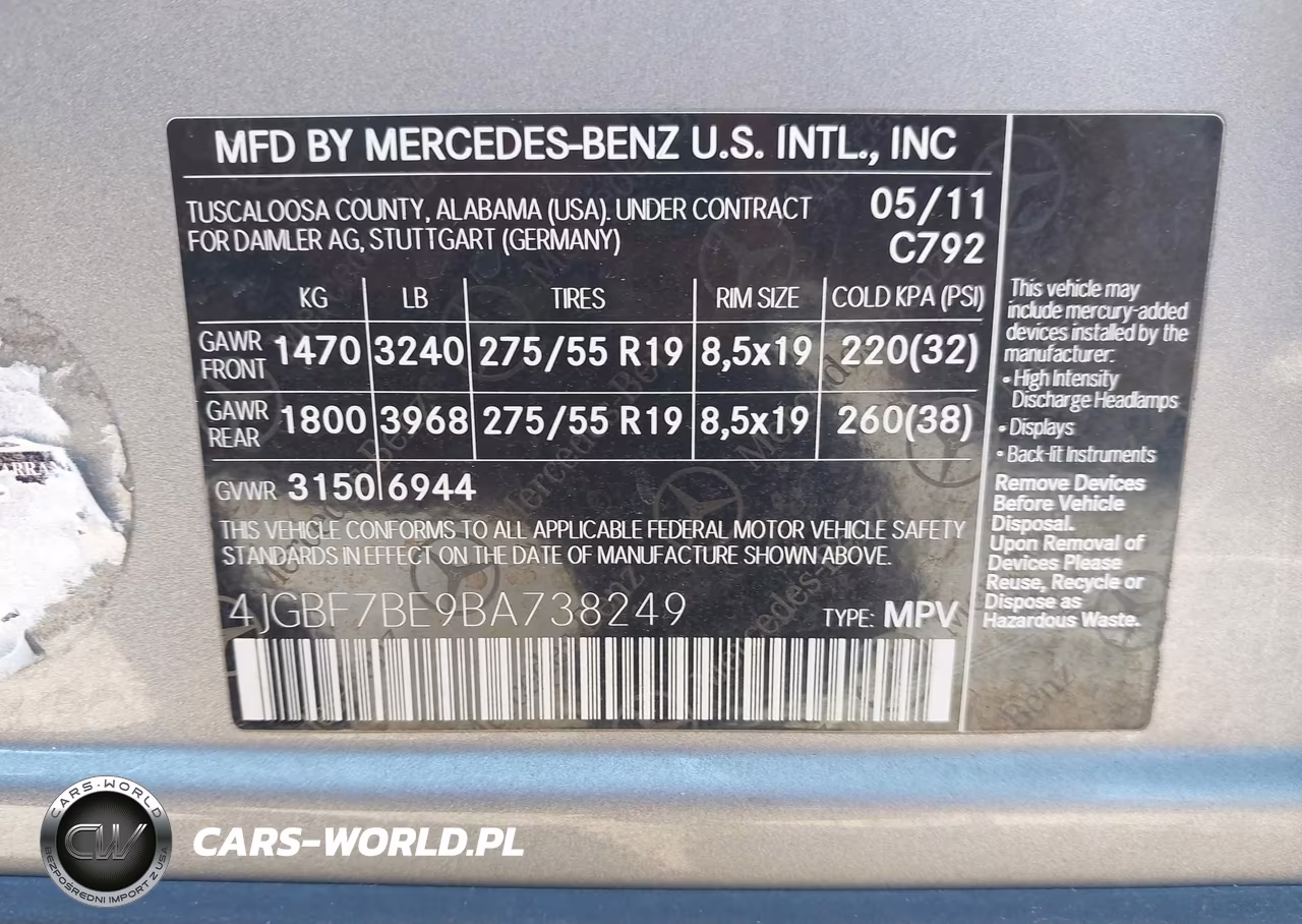 2011 Mercedes-Benz Gl 450 4Matic VIN:4JGBF7BE9BA738249 - 9