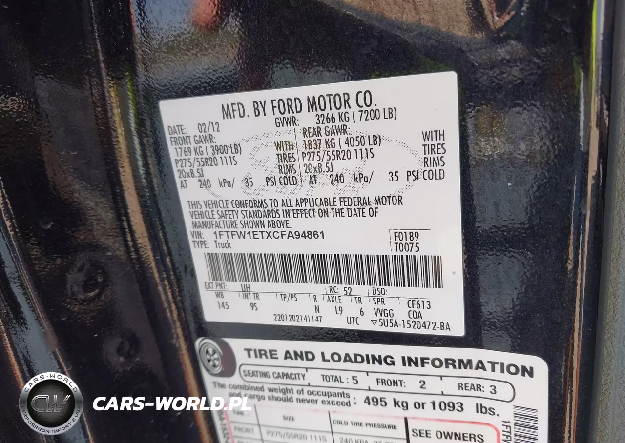 2012 Ford F-150 Platinum VIN:1FTFW1ETXCFA94861 - 9